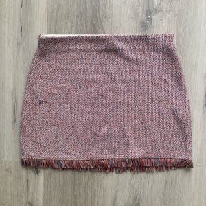 Textured mini skirt multi color with fringe